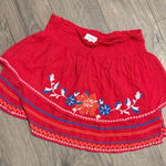 Parker  Vibrant Red Mini Skirt with Blue Floral Accents mediun Photo 0