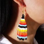1 Pair Of Bohemian Native American Style Ethnic Glass‎ Beaded Earrings Photo 6