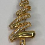 Monet  Christmas Tree Pin Gold Color Clear Rhinestones Vintage Photo 5