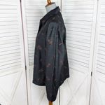 Chico's Embroidered Dupioni Slub Silk Shacket Jacket Black Brown Medium Photo 1