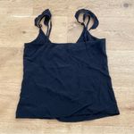 7 For All Mankind Mini Ruffle Strap Tank in Jet Black Photo 5