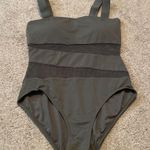 Carmen Marc Valvo  army green One Piece women's mesh cutout‎ swimsuit Size 12 Photo 0