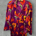 Vintage A'Milam Floral Night Shirt as is Purple Size L Photo 0