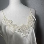 Ivory Satin Beaded Gown Slip Dress Womens XL Bridal Lingerie Romantic Bow Photo 11