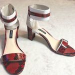 Nine West  Red & Black Snakeskin Chunky Block Heel Sandals Size 8 Photo 0