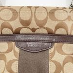 Coach  F28504 Brown Tan Signature Stripe Shoulder Tote Bag Purse Classic Logo Photo 3
