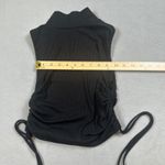 ZARA  Womens S Black Ribbed Mock Neck Sleeveless Tank Top with Drawstring Sides Photo 2