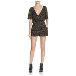 Free People Women's Meet Virginia Flora V-Neck Short Sleeve Romper Black Size 4 Photo 5
