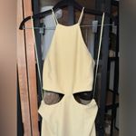 MISHA Alia midi dress halter neck criss cross open back bodycon cutout butter Yellow Size 2 Photo 4