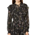 ALLSAINTS Elise Viola Dress Black Floral Mini UK 8 US 4 Romantic Goth Ruffle Photo 0