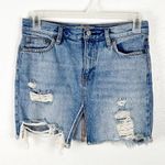Free People WE THE FREE Ripped Distressed Blue Denim Jean Mini Skirt, Size 26 Photo 0
