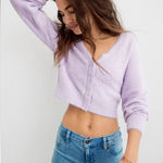 Aerie  Fuzzy Cropped Violet Soft Cropped Cardigan Photo 0