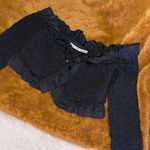 Alexander Wang Black Off the Shoulder Crop Ruffled Stretch-Seersucker Cardigan Photo 7