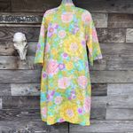 Size S//Vintage 60s Neiman Marcus Nylon Floral Housedress Robe Green Photo 1