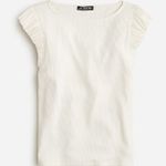 J.Crew NWT  Vintage Ribbed Ruffle Boatneck Top in Ivory BY423 Photo 0