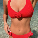 Show Me Your Mumu  Malta Red Rosette Bikini Top & Bottom 2pc Set XS/S Photo 0