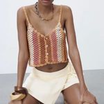 ZARA NWT Knit Multicolor BoHo Striped Crochet Crop Top SS21 Unlined Photo 0