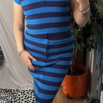 Anthropologie Daily Practice Striped Crop Top and Midi Pencil Skirt Set Blue XS Photo 0