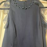 Elie Tahari  navy sheath embroidered sheer dress  midi size 4 Photo 7