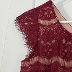 Maeve Anthropologie  Small Red, Beige Lace Peplum Cap Sleeve Formal Dress Photo 5