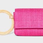 A New Day Straw Pink Tan Striped Bracelet Pouch mini bag New Photo 0