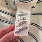 Everlane The Bib Shirt in Linen Small NWT Bone Navy Stripe Photo 5
