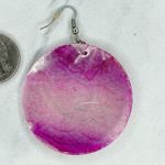 Pink Ombre Floral Lace Mother of Pearl Shell Dangle Earrings Pierced Pair Photo 5