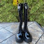 Gianni Bini GB Black NEW Sky-Scraper Lug Sole Platform Lace-Up Patent Tall Boots Size 6 Photo 4