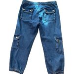 Venus Womens Size 10 Medium Wash Floral Embroidered Cargo Denim Jean Joggers Photo 5