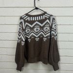 Francesca's  Marilyn Fairisle Pullover Brown Sweater size M Photo 3
