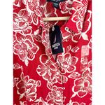 Nautica Jeans Red Floral Print Lace Trim Siesta Key Beach Shirt Size M Photo 6