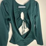 Open Edit  Womens Size‎ S Green Satin Cutout Long Sleeve Top Photo 13
