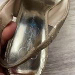 Jessica Simpson Tan Snakeskin Slingback Open Toe 5" Woodgrain Heels Size 8B/38 Photo 9