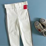 Spanx NWT Side Stripe White Vintage Grey Distressed Raw Hem Stretch Skinny Jeans Photo 5