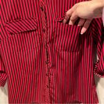 Notations Cute red black striped blouse roll sleeve pockets  petite small office Photo 7
