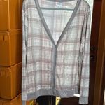 LuLaRoe NWT  Cheryl Cardigan Gray and Mauve Plaid Top Size 2XL Photo 2