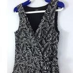 Loft Ann Taylor Sleeveless Romper Size 6 Tie Wrap Black & White Leaf Print Photo 2