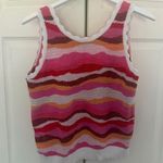 Loft Pink White Orange Knit Scoopneck Tank Top Size Small Cotton Photo 0