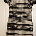 Banana Republic  Black & Cream Striped Silk Short-Sleeve Dress Size 6 Photo 0