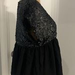 Betsey Johnson Vintage Black Sequin Silk Blouse Photo 4