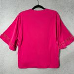 Womens Top M Pink V Neck Pullover‎ Short Sleeve Top Casual Careerwear Flowy Size M Photo 1