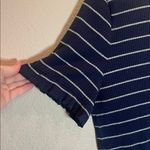 J.Crew Women’s Navy Blue Sparkly Silver Striped Stretchy T Shirt Size XXL Photo 2