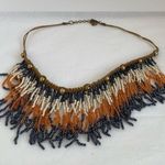 Multicolor Fringe Bead Fashion Necklace Blue Photo 0