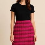 Kate Spade  Tweed Mini Skirt Pink Plaid Wool Blend Size 6 Photo 0