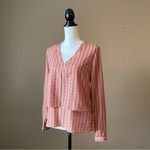 barney's new york BARNEYS NY | Coral Tiered V-Neck Blouse Sz 2 Photo 3