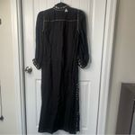 ZARA seashells linen black embellished midi dress size XS has pockets vacation Photo 7