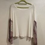 Lavender Field  White Waffle Knit Balloon Sleeve Top Sz L Photo 7