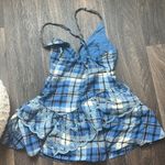 Love Shack Fancy  Blue Plaid Ruffle Dress Photo 3