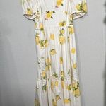 Rachel Parcell NEW Puff Sleeve Midi Dress in Yellow Maize Lemon Print XL Dainty Photo 2