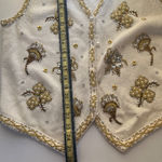 Vintage Claudia D. Cream Embellished Vest Large White Photo 5